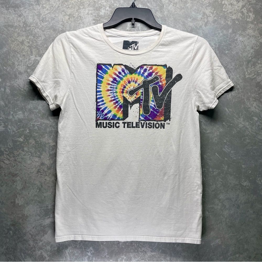 MTV White T-Shirt with Tie-Dye Logo Unisex S